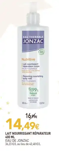 naturéO Eau de jonzac lait nourrissant réparateur 400 ml offre