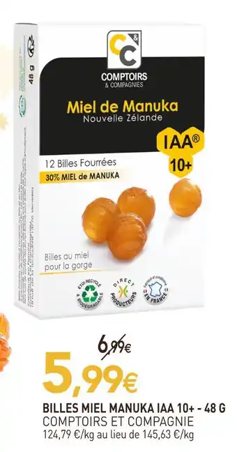 naturéO Comptoires et compagnie billes miel manuka iaa 10+ offre