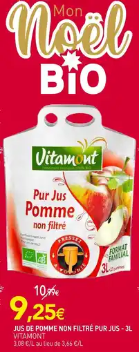 naturéO Vitamont jus de pomme non filtré pur jus - 3l offre