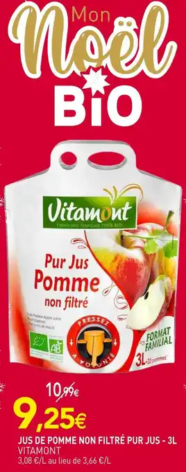 naturéO Vitamont jus de pomme non filtré pur jus - 3l offre