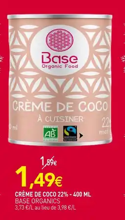 naturéO Base organics crème de coco 22% offre
