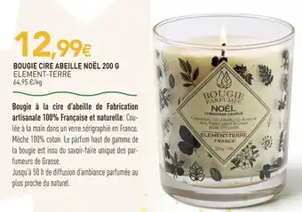 naturéO Element-terre bougie cire abeille noël offre