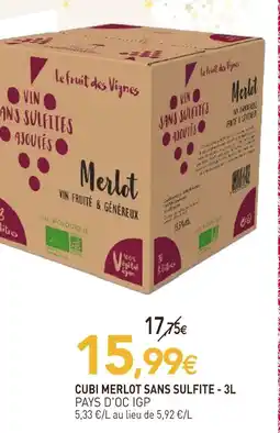 naturéO Cubi merlot sans sulfite offre