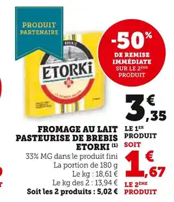 U Express Etorki fromage au lait pasteurisé de brebis offre