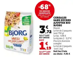 U Express Bjorg céréales sans sucres ajoutés bio offre