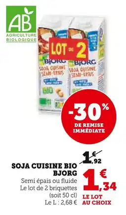 U Express Bjorg soja cuisine bio offre