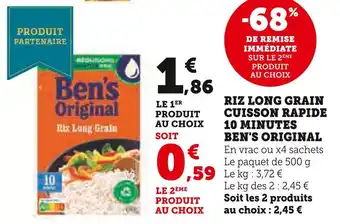U Express Ben's original riz long grain cuisson rapide 10 minutes offre