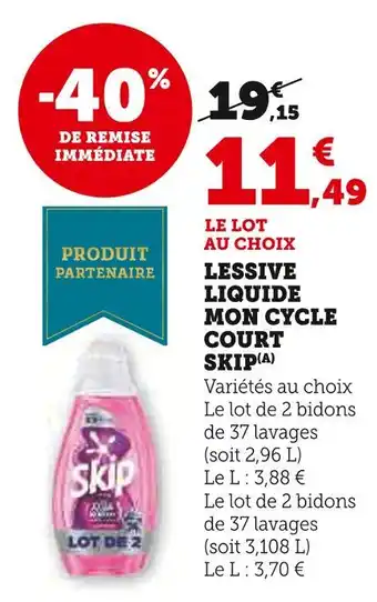 U Express Skip lessive liquide mon cycle court offre