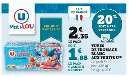 U Express U tubes de fromage blanc aux fruits offre