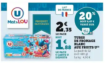 U Express U tubes de fromage blanc aux fruits offre