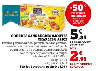 U Express Charles & alice gourdes sans sucres ajoutés offre