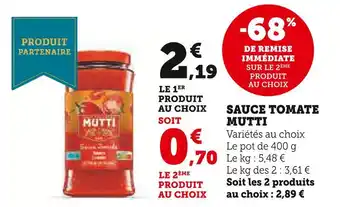 U Express Mutti sauce tomate offre