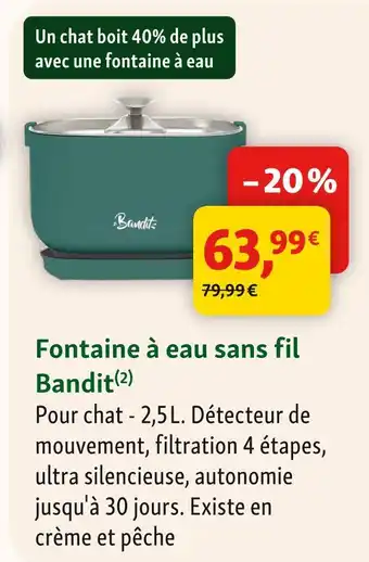 Maxi Zoo Bandit fontaine à eau sans fil offre