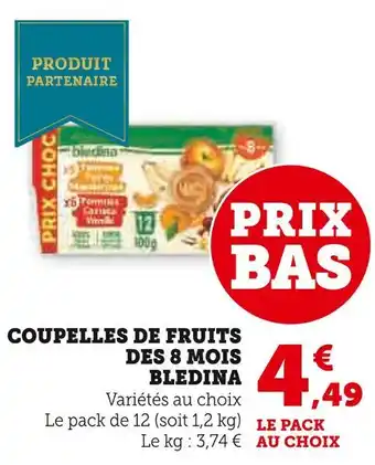 U Express Bledina coupelles de fruits des 8 mois offre