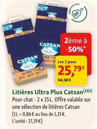 Maxi Zoo Catsan litières ultra plus offre