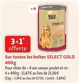 Maxi Zoo Select gold 3+1 offerte sur toutes les boîtes select gold offre