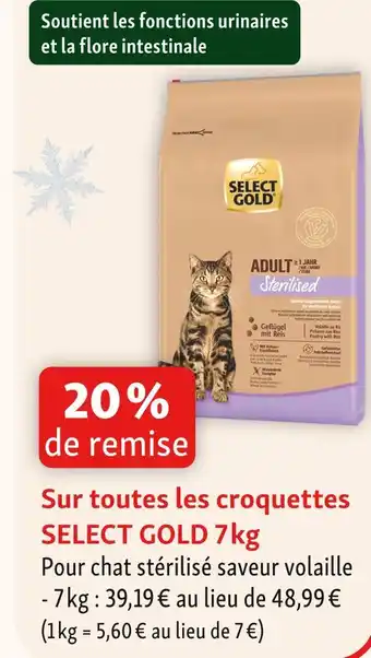 Maxi Zoo Select gold 20 % de remise sur toutes les croquettes select gold 7kg offre