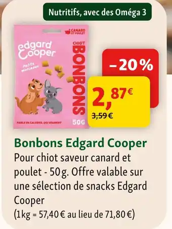 Maxi Zoo Edgard cooper bonbons pour chiot saveur canard et poulet offre