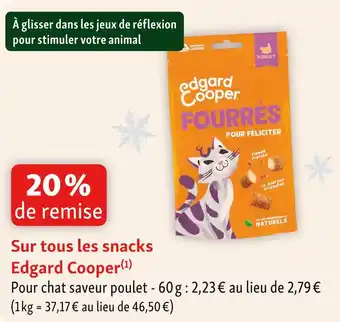 Maxi Zoo Edgard cooper 20% de remise sur tous les snacks edgard cooper offre