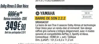 Proxi Confort Yamaha barre de son 2.2.2 offre