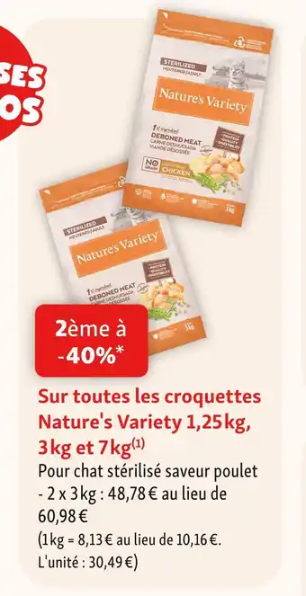 Maxi Zoo Nature's variety 2ème à -40% sur toutes les croquettes nature's variety 1,25 kg, 3 kg et 7 kg offre