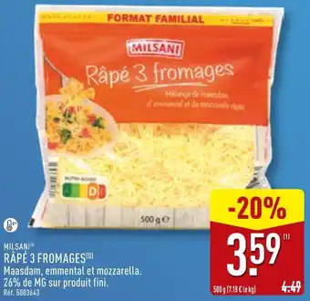 ALDI Milsani râpé 3 fromages offre