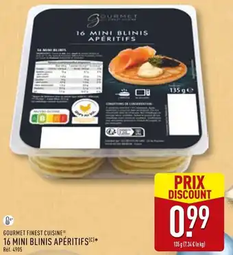ALDI Gourmet finest cuisine 16 mini blinis apéritifs offre