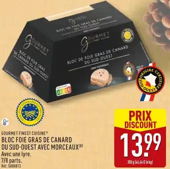 ALDI Gourmet finest cuisine bloc foie gras de canard du sud-ouest avec morceaux offre