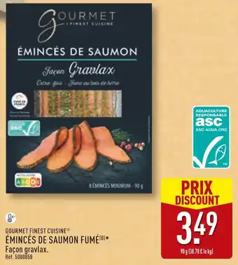 ALDI Gourmet finest cuisine émincés de saumon fumé offre