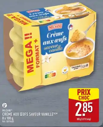 ALDI Milsani crème aux œufs saveur vanille offre