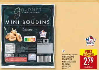 ALDI Gourmet finest cuisine mini boudins blancs ou mini saucisses cocktail créoles offre