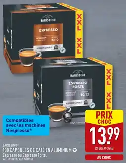 ALDI Barissimo 100 capsules de café en aluminium offre