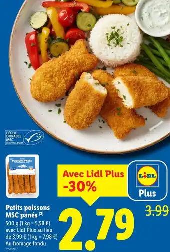 Lidl Petits poissons msc panés offre