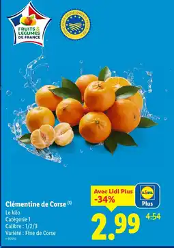Lidl Clémentine de corse offre