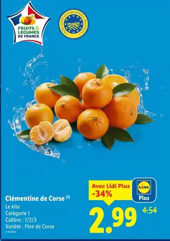 Lidl Clémentine de corse offre