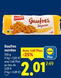 Lidl Sondey gaufres sucrées offre