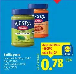 Lidl Barilla pesto offre
