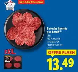 Lidl 8 steaks hachés pur bœuf offre