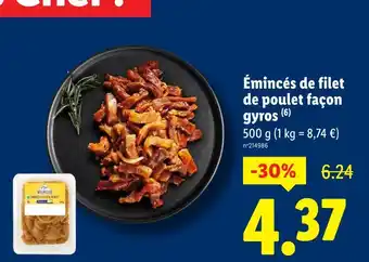 Lidl Émincés de filet de poulet façon gyros offre