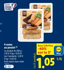 Lidl Toque chef 4 nems au poulet offre