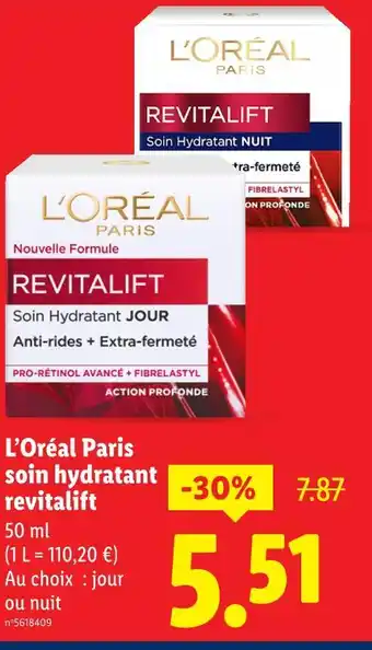 Lidl L'oréal paris soin hydratant revitalift offre
