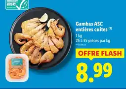 Lidl Gambas asc entières cuites offre