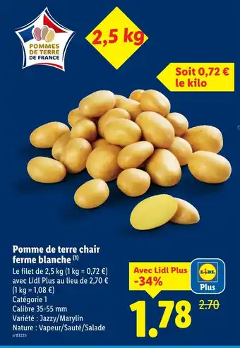 Lidl Pommes de terre chair ferme blanche offre