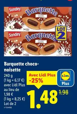 Lidl Sondey barquette choco-noisette offre
