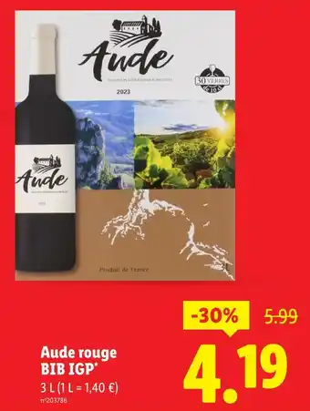 Lidl Aude rouge bib igp offre