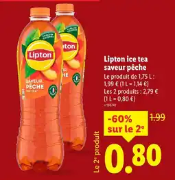 Lidl Lipton ice tea saveur pêche offre