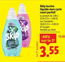Lidl Skip lessive liquide mon cycle court parfait offre