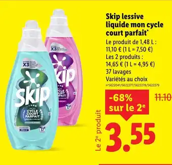 Lidl Skip lessive liquide mon cycle court parfait offre