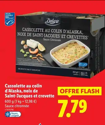Lidl Deluxe cassolette au colin d'alaska, noix de saint-jacques et crevette offre