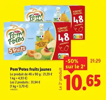 Lidl Pom'potes fruits jaunes offre